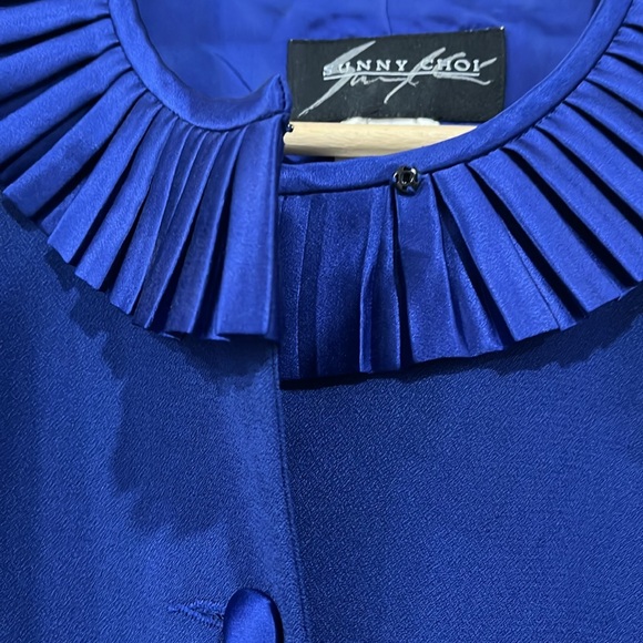 Vintage Sunny Choi Sapphire Button up Blazer Jacket Ruffle size 8 - Picture 7 of 11